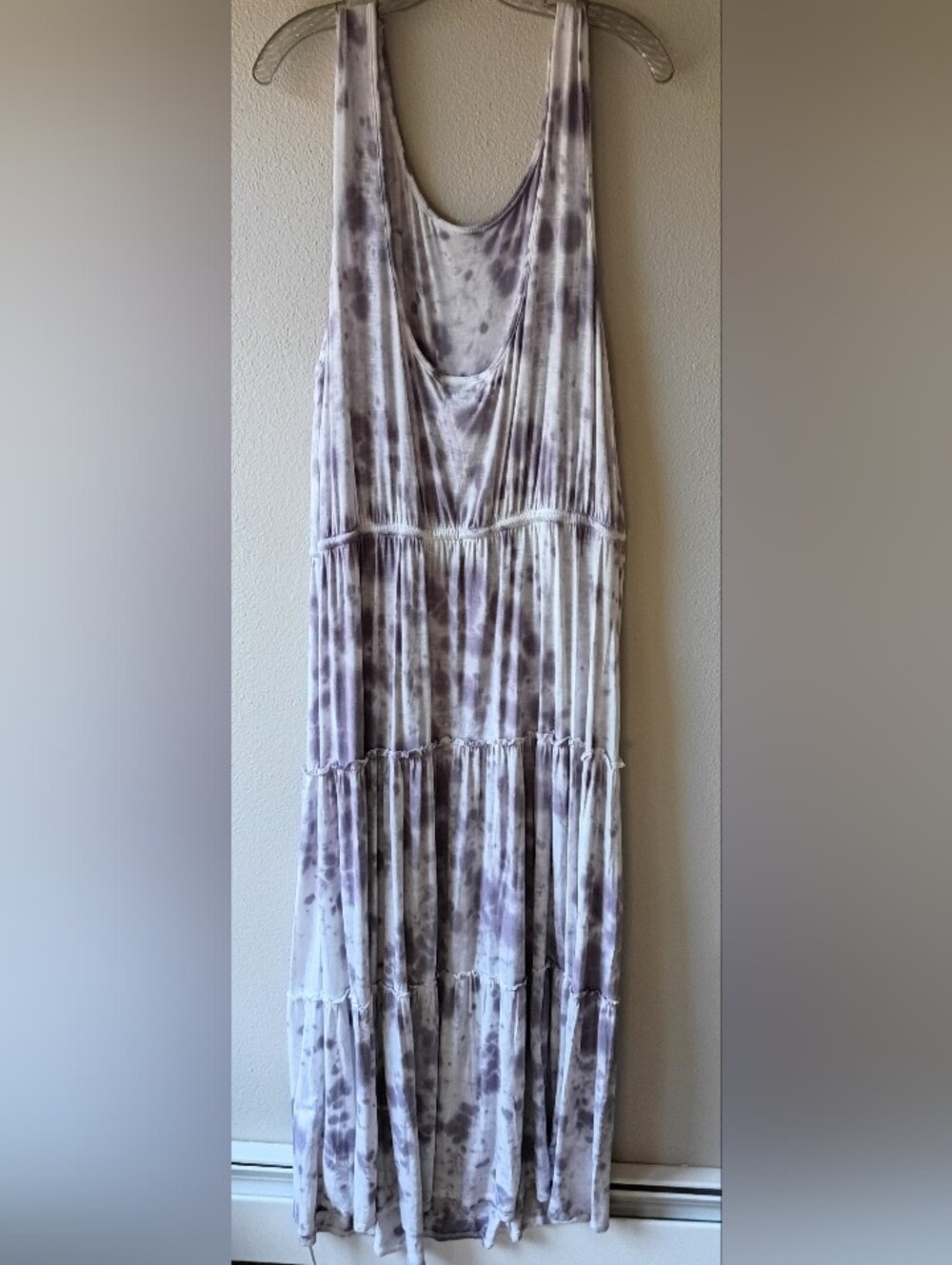 Knox Rose Tie Dye Tiered Maxi Dress XXL Purple White Boho Beach Summer Sun